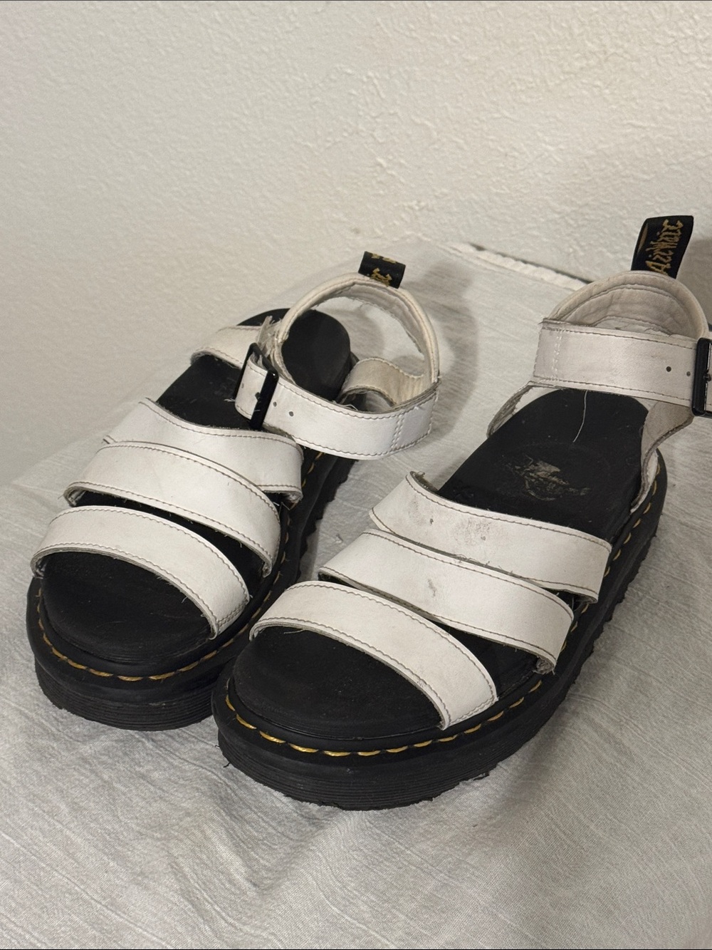 Doc Marten’s White Leather Strappy Platform Sandals - Women's